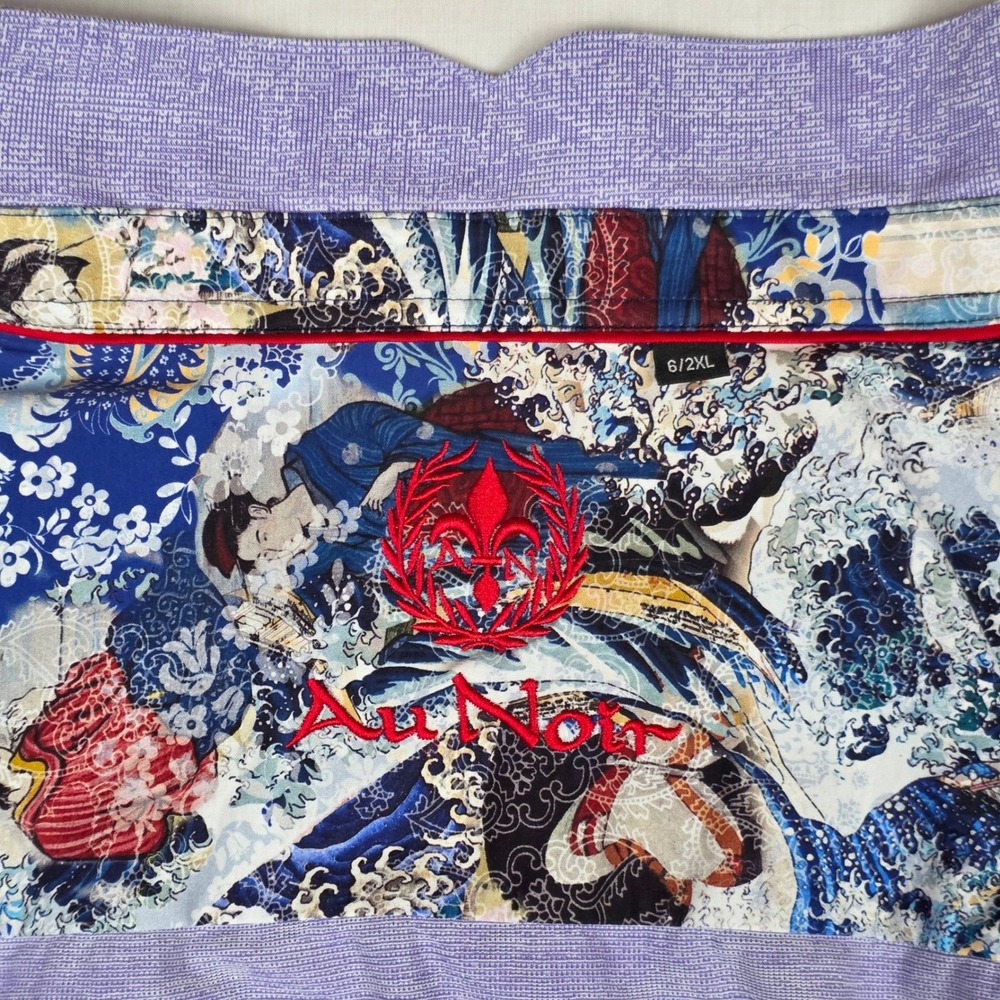 Au Noir Mercerized Cotton Button Down Shirt Mens 2XL Purple Floral Flip Cuffs - Picture 2 of 16